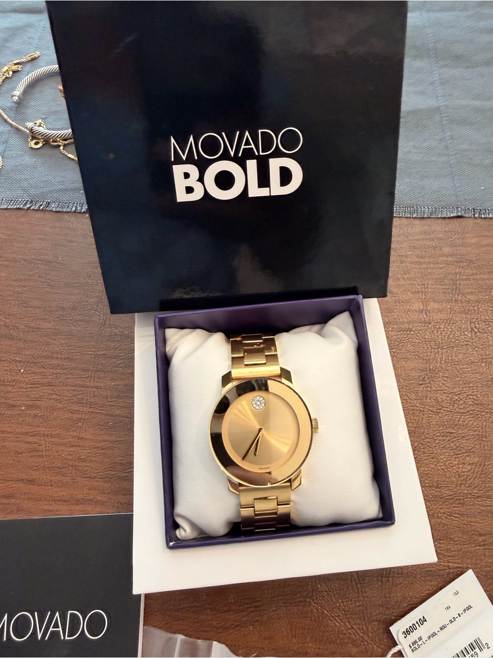 Movado Gold Tone Minimalist Bracelet Watch